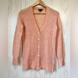 J Crew Women's Pink Kid Mohair Blend Button Up Knit Cardigan Sweater XXS LNC